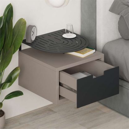 Decortie Modern Oslo Nightstand  Bedside Table with Drawer Grey - Image 3