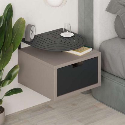 Decortie Modern Oslo Nightstand  Bedside Table with Drawer Grey - Image 5