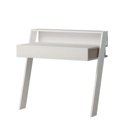 Decortie Cowork Modern Desk White Wall Mounted With Drawer 94cm Wide - Image 3