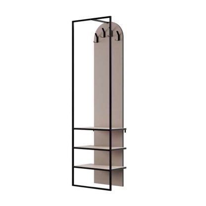 Decortie Modern Archy Hall Stand Coat Rack with Shoe Storage 180cm High Mocha Grey - Image 3