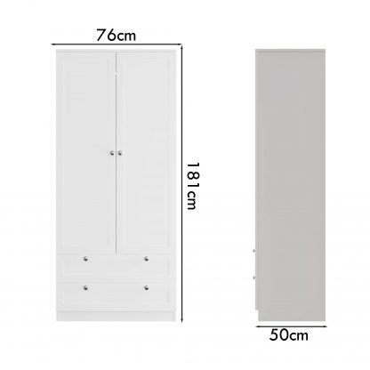 Artus 2 Door 2 Drawer Combination Wardrobe - Matt White - Image 7