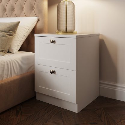 Artus 2 Drawer Bedside Table Nightstand - Matt White