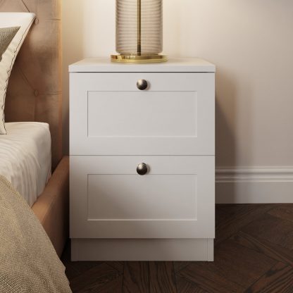 Artus 2 Drawer Bedside Table Nightstand - Matt White - Image 2