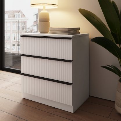 Lania 3 Drawer Chest Of Drawers - Matt White Ripple Effect