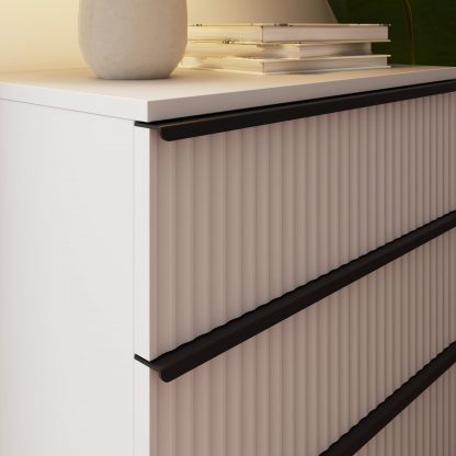 Lania 3 Drawer Chest Of Drawers - Matt White Ripple Effect - Image 3