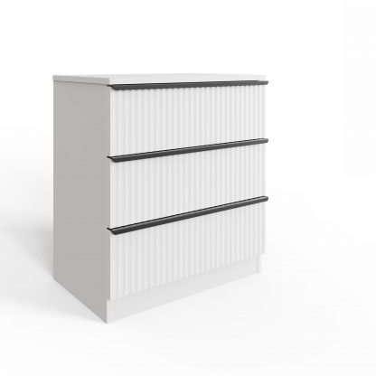 Lania 3 Drawer Chest Of Drawers - Matt White Ripple Effect - Image 4