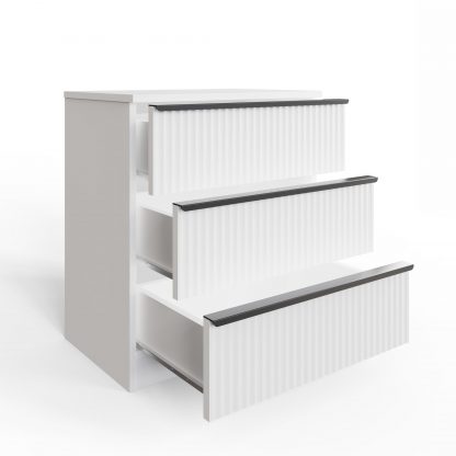 Lania 3 Drawer Chest Of Drawers - Matt White Ripple Effect - Image 5