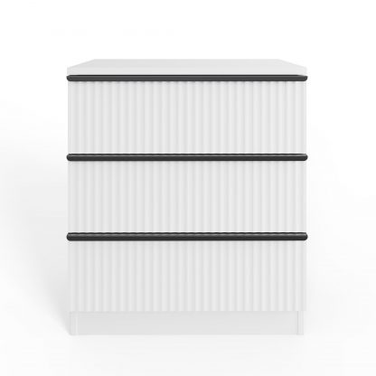 Lania 3 Drawer Chest Of Drawers - Matt White Ripple Effect - Image 6