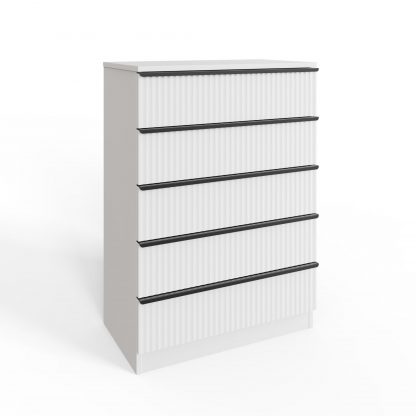 Lania 5 Drawer Chest Of Drawers - Matt White Ripple Effect - Image 3