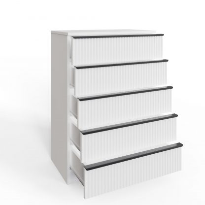 Lania 5 Drawer Chest Of Drawers - Matt White Ripple Effect - Image 4