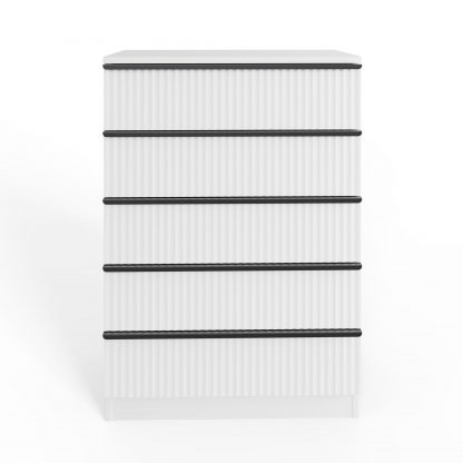 Lania 5 Drawer Chest Of Drawers - Matt White Ripple Effect - Image 5