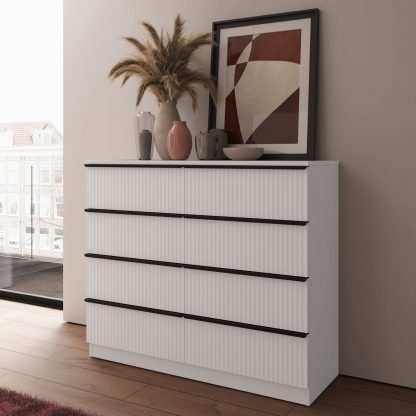 Lania 8 Drawer Chest Of Drawers - Matt White Ripple Effect