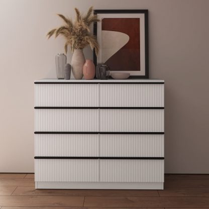 Lania 8 Drawer Chest Of Drawers - Matt White Ripple Effect - Image 2