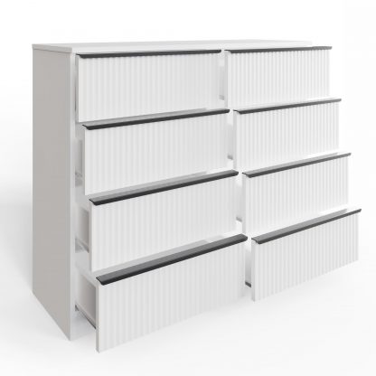 Lania 8 Drawer Chest Of Drawers - Matt White Ripple Effect - Image 4