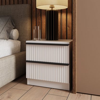 Lania 2 Drawer Bedside Table Nightstand - Matt White