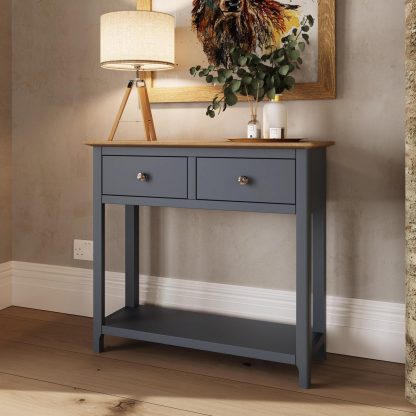 TABERNO 2 DRAWER CONSOLE TABLE - GRAPHITE BLUE