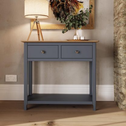 TABERNO 2 DRAWER CONSOLE TABLE - GRAPHITE BLUE - Image 2