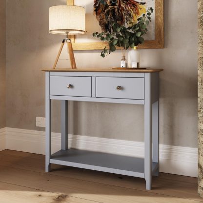 TABERNO 2 DRAWER CONSOLE TABLE - DOVE GREY