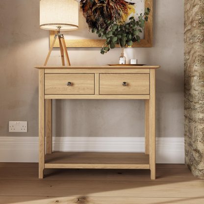 TABERNO 2 DRAWER CONSOLE TABLE - NATURAL OAK - Image 2