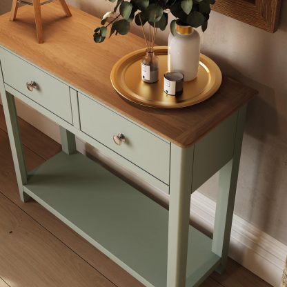 TABERNO 2 DRAWER CONSOLE TABLE - SAGE GREEN - Image 3