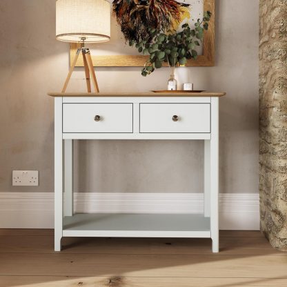 TABERNO 2 DRAWER CONSOLE TABLE - WHITE LINEN - Image 2