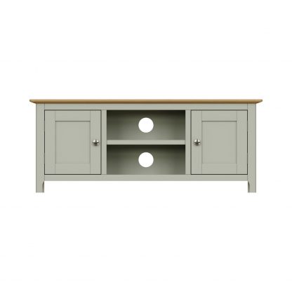 TABERNO LARGE 2 DOOR TV UNIT - SAGE GREEN - Image 6