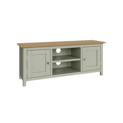 TABERNO LARGE 2 DOOR TV UNIT - SAGE GREEN - Image 4