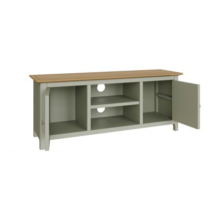 TABERNO LARGE 2 DOOR TV UNIT - SAGE GREEN - Image 5