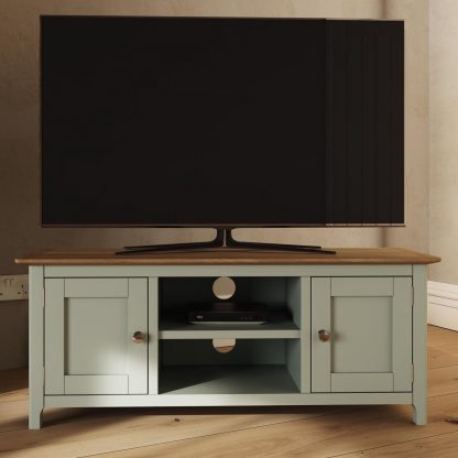 TABERNO LARGE 2 DOOR TV UNIT - SAGE GREEN - Image 2