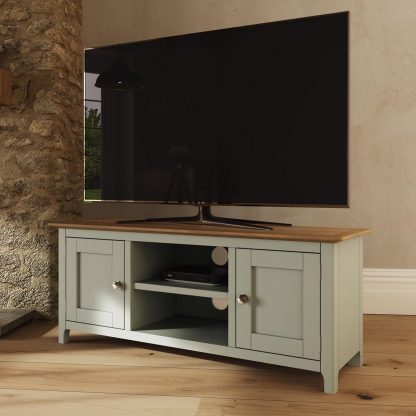 TABERNO LARGE 2 DOOR TV UNIT - SAGE GREEN