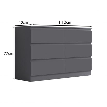 Stora 6 Drawer Dark Grey - dims