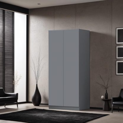 Stora 2 Door Wardrobe - Matt Dark Grey - Image 7